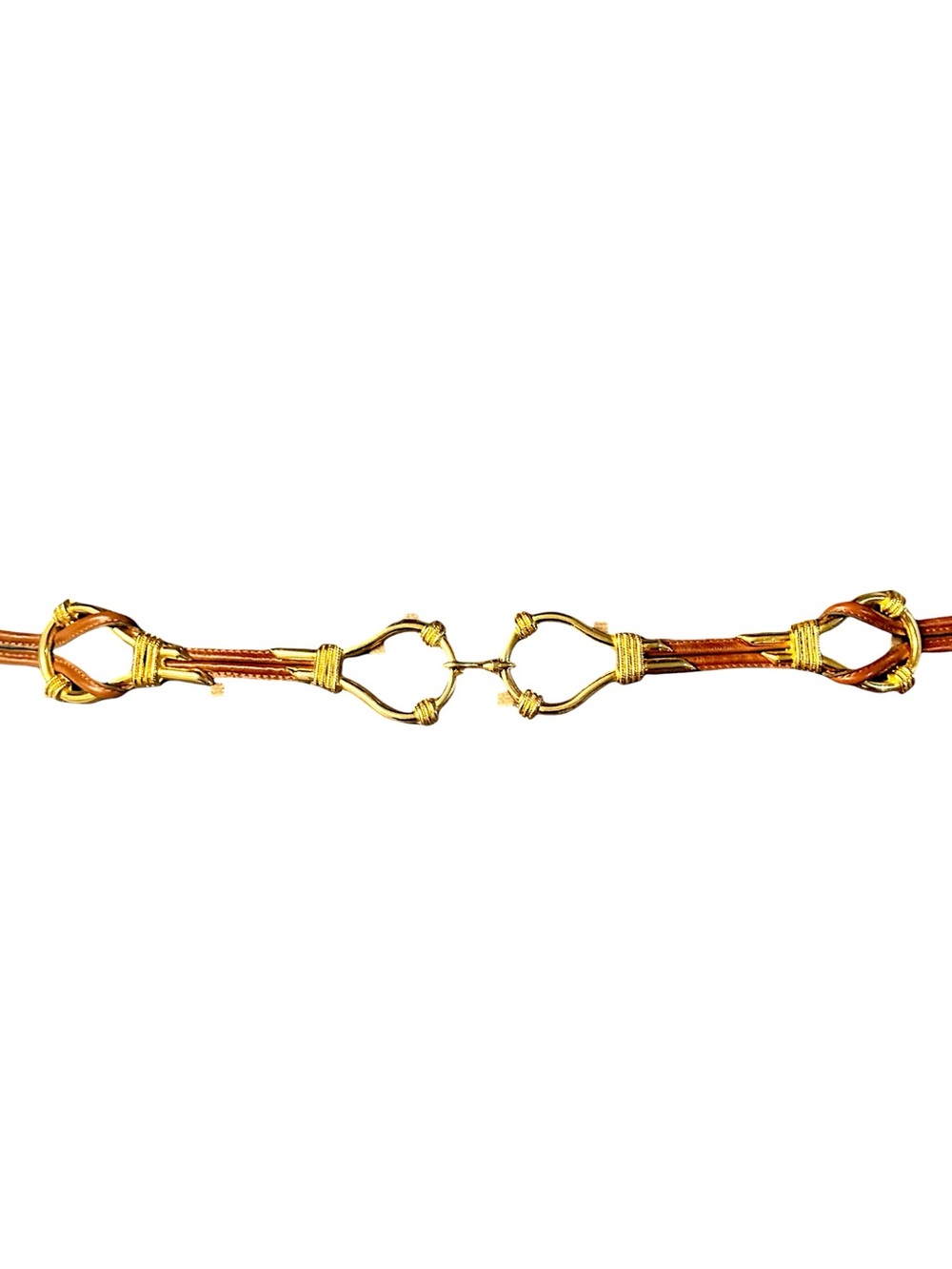 80’s Gold & Honey Brown Leather Dress Belt w/Horsebit Closure Sz 36 Argentina